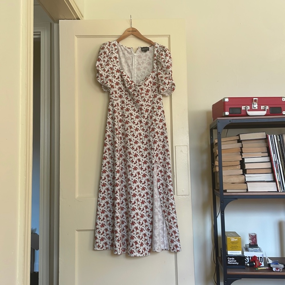Romantic floral print midi dress